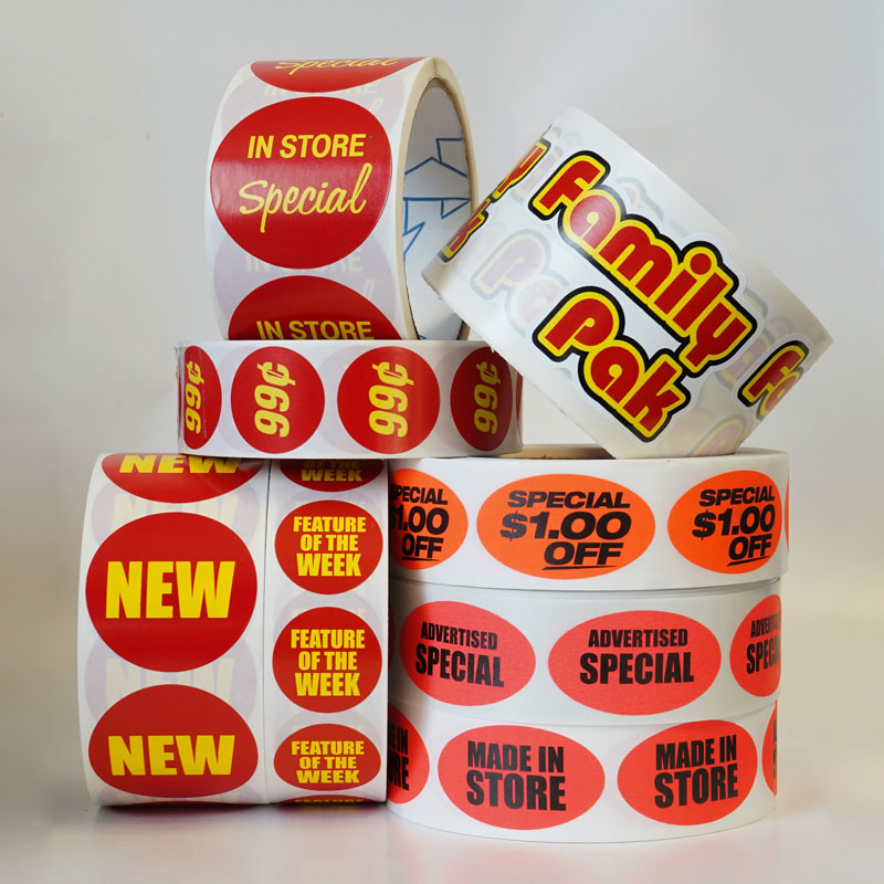 rolls of attention grabbing labels